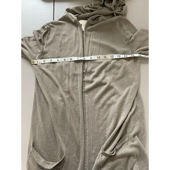 Cynthia Rowley Cardigan Linen Open Front Hooded Roll Tab Long Sleeve Pockets S - Picture 7 of 9